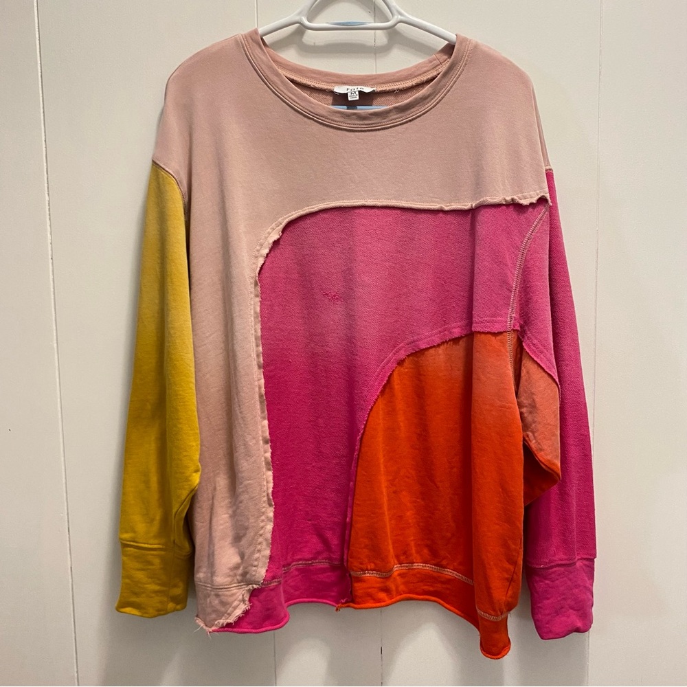 Fate by LFD Oversized Distressed Hipster Skater Pink Artsy long sleeve shirt